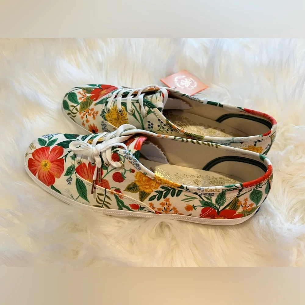NWT Keds x Rifle Paper Co. White Floral Canvas Sneaker Shoes - Picture 3 of 4